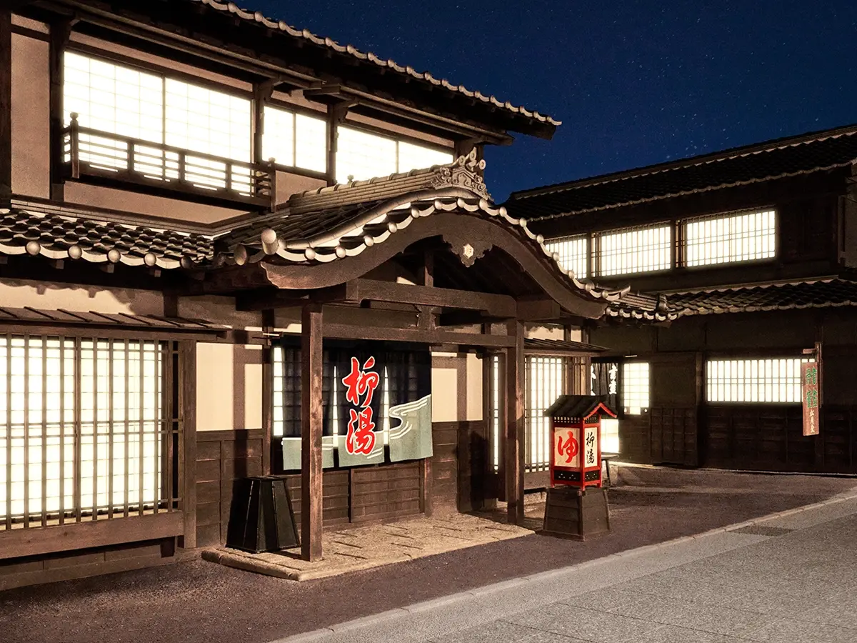 夜の江戸の町の写真